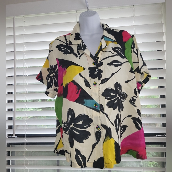 Jams World Tops - JAMS WORLD VINTAGE SIZE XLFloral Print Short Sleeve Shirt Like New